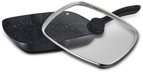 Грил тиган с капак ZEPHYR ZP 4316 M24C, 24 см, Гранитно покритие, Мека дръжка, Индукция, Черен