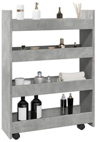 855262 vidaXL Тясна количка за съхранение 4 нива бетонно сивa инженерно дърво