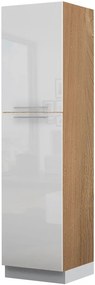 Висок подов шкаф Raval K23-60-2KF-Walnut - White glossy