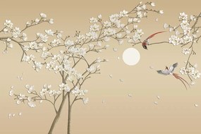 Тапет – Птички на клони на дърво