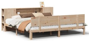 3322640 vidaXL Легло с етажерка за книги, без матрак, 200x200 см, бор масив