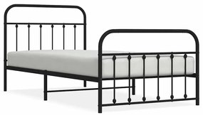 352591 vidaXL Метална рамка за легло с горна и долна табла, черна, 100x200 см