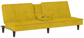 351925 vidaXL Разтегателен диван с поставки за чаши, жълт, кадифе