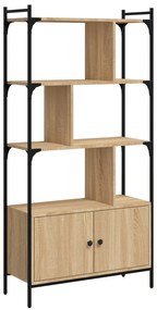 833349 vidaXL Библиотека с врати, дъб сонома, 76,5x30x154,5 см, инженерно дърво