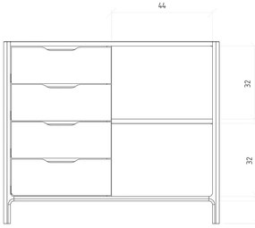 Нисък скрин от масивен дъб в естествен цвят 95x80 cm Twig – The Beds