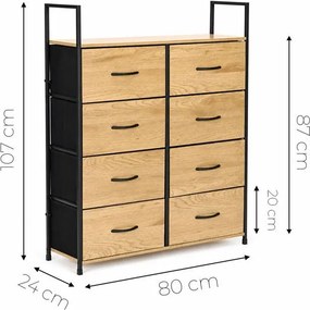 Комод с 8 текстилни чекмеджета и метална конструкция 107 x 80 x 24 см