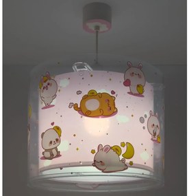 Dalber 41762S - Детски полилей KAWAII FRIENDS 1xE27/15W/230V розов