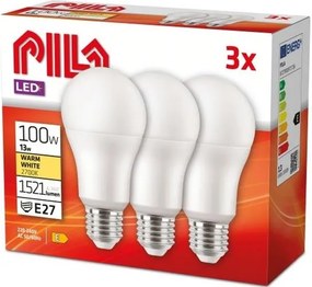 КОМПЛЕКТ ОТ 3 LED КРУШКИ Philips Pila E27/13W/230V 2700K