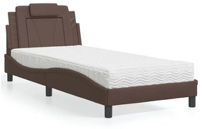 3208763 vidaXL Легло Viana без матрак, кафяво, 90x190 см, изкуствена кожа