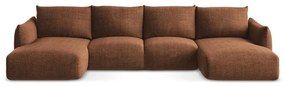 Теракотен сгъваем ъглов диван (U форма) Leila – Makamii