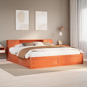 3323409 vidaXL Рамка за легло без матрак, восъчнокафяв, 180x200 см, бор масив
