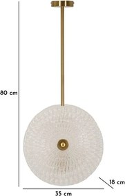 Висящо осветително тяло в златист цвят със стъклен абажур Glass – Mauro Ferretti