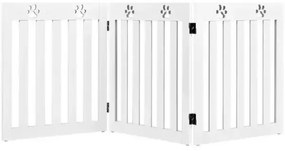 Сгъваема преграда за кучета 3 панела 151,5 x 60 x 1,5 см - Бяла
