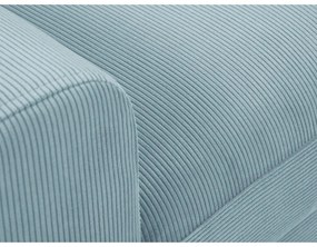 Светлосин разтегателен ъглов диван с място за съхранение от рипсено кадифе (десен ъгъл) Kyoto – Cosmopolitan Design