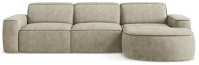 Бежов шенилов ъглов диван (десен ъгъл) Omao – Makamii