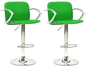324709 vidaXL Бар табуретки, 2 бр, зелени, изкуствена кожа
