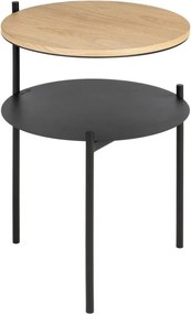 Черно/в естествен цвят нощно шкафче с дъбов плот Tu – noo.ma