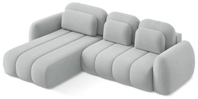 Светлосив разтегателен ъглов диван с място за съхранение от букле (ляв ъгъл) Pele – Makamii