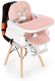 Бебешки стол за хранене 3в1 сгъваем ECOTOYS PINK