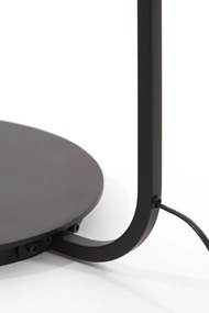 Подова лампа с текстилен абажур в матово-черен и естествен цвят (височина 164 cm) Lyra – Light &amp; Living