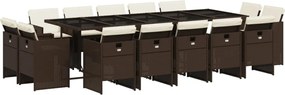 3210693 vidaXL Градински комплект с възглавници 15 части кафяв полиратан