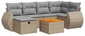 3325846 vidaXL Градински диван с възглавници, 7 части, бежов полиратан