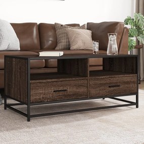 848788 vidaXL Маса за кафе, кафяв дъб, 100x50x45 см, инженерно дърво и метал