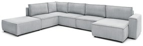 Светлосив велурен U-образен ъглов диван, ляв ъгъл Nihad modular - Bobochic Paris