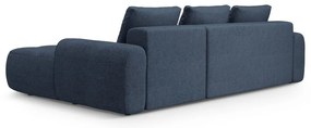 Тъмносин сгъваем/с място за съхранение ъглов диван (десен ъгъл) Linz – Cosmopolitan Design