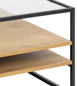 Масичка за кафе със стъклен плот в естествен цвят 80x80 cm Randolf – Actona