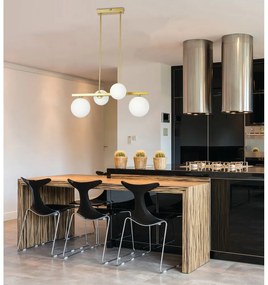 Висящо осветително тяло със стъклен абажур в бяло и златисто Kama – Candellux Lighting