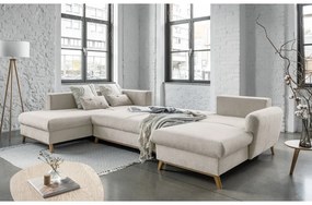 Бежов разтегателен диван в буквата "U", ляв ъгъл Scandic Lagom - Miuform