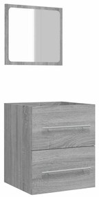 820470 vidaXL Шкаф за баня с огледало, сив сонома, 41x38,5x48 см