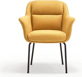 Тапициран трапезен стол с подлакътници в цвят горчица Sadira – Teulat