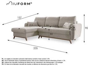 Оранжев ъглов разтегателен диван, ляв ъгъл Scandic Lagom - Miuform