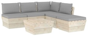 3063541 vidaXL Градински лаундж комплект от палети 6 части с възглавници смърч