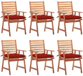 3078368 vidaXL Градински трапезни столове, 6 бр, с възглавници, акация масив