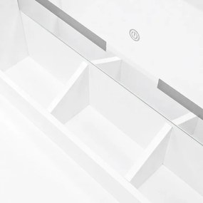 Луксозна тоалетка с LED огледало и табуретка – 2 чекмеджета, рафтове, шкафче