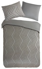 Сиво/кафяво единично удължено спално бельо от микрофибър 140x220 cm Pure Zigzag – Good Morning