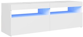 804373 vidaXL ТВ шкаф с LED осветление, бял, 120x35x40 см
