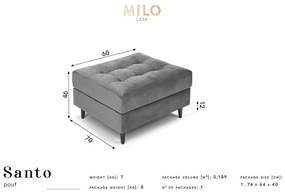 Светлосиво кадифено столче за крака Santo - Milo Casa