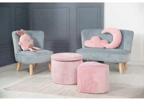 Светлорозов кадифен бебешки пуф Lil Sofa - Roba