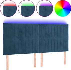 3122720 vidaXL LED горна табла за легло, тъмносиня, 160x5x118/128 см, кадифе