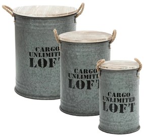 Сет кутии за съхранение atmosphera Bill, Метал, 36/25/30 cm, 3бр - Сив