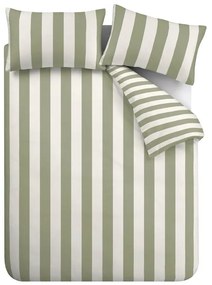 Зелено-кремаво двойно спално бельо 200x200 cm Cove Stripe – Catherine Lansfield