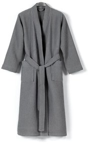 Сив памучен халат за баня размер M Mia Waffle - Foutastic