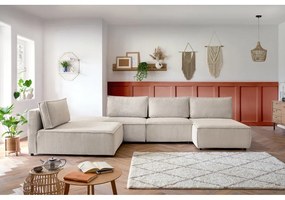 Кремав променлив велурен ъглов диван Nihad modular - Bobochic Paris