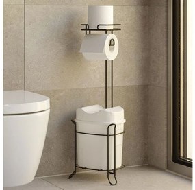 Стояща поставка за тоалетна хартия TEKNO TEL MG-098WB , с кошче , черно-бяло