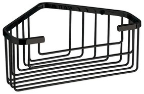 Черен ъглов стенен рафт за баня от неръждаема стомана Gedy Smart – Sapho