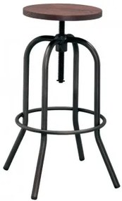 Antique - Бар стол на винт 40x40x70-86cm метал дърво черен мат (M507H)